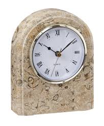 Polaris Collection Fossil Stone Desk Clock Marble Crafter Clock Desk Clock Marble Desk