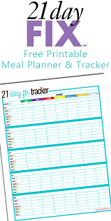Free Printable 21 Day Fix Meal Tracking Sheet 21 Day Fix