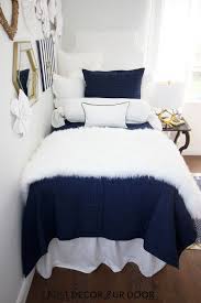 Navy White Fur Dorm Bedding Set Girls Dorm Room College Dorm Room Decor Dorm Room Decor Shopping