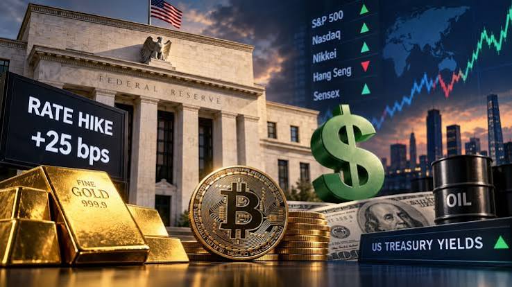 US Fed Rate Hike: How Global Stocks, Oil, Gold, Bond Yields, Bitcoin Are Reacting | Markets News - News18