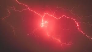 lightning storm red sky 5k hd nature