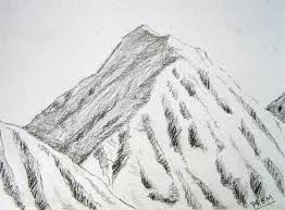 Draw the outline of the other snowy mountains. Mountain Crayon Drawing Drawing With Crayons
