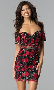 Embroidered Short Off The Shoulder Black Party Dress Black Party Dresses Black Party Dresses Short Prom Dresses With Pockets