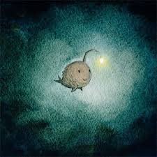 A Light In The Dark Cute Angler Fish Icon Of Hope In A Deep Dark And Troubled Ocean 25 00 Via Etsy Hope Art Angler Fish Art Fish Art