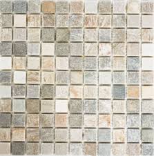 Als dekorativer hingucker in wandnischen Mosaik Fliese Quarzit Naturstein Quarzit Beige Grau Mos36 0206