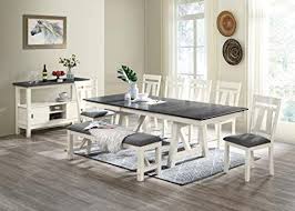 Amazon Com Milan Debora Laminate Extendable Dining Table Gray White Tables Grey Dining Tables Farmhouse Dining Room Dining Table