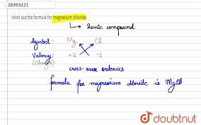 To tell if mgcl2 (magnesium chloride) is ionic or covalent (also called molecular) we look at the periodic table that and see that mg is a metal and cl is a. Work Out The Formula For Magnesium Chloride