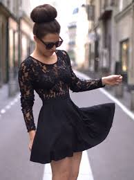 Karen kane blake long sleeve lace cocktail dress. Black Lace Long Sleeve Short Dress Factory Store