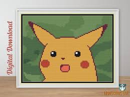 Pokemon Inspired Surprised Pikachu Meme Cross Stitch Pdf Etsy In 2020 Pikachu Cross Stitch Pikachu Cross Stitch