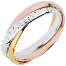 Alliance 3 anneaux entrelacés (or jaune/or gris/or rose) largeur de chaque anneau : Alliance Trois Ors 18 Carats C3083