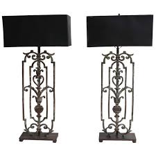 Pair Of Tall Decorative Wrought Iron Table Lamps 1stdibs Com Iron Lamp Wrought Iron Design Lamp