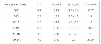 Shoe Size Chart For Babies And Infants Jack Lily