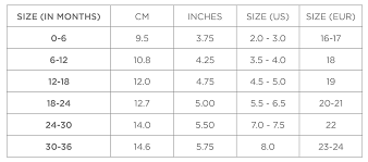 shoe size chart for babies and infants jack lily