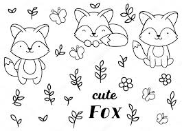 Coloring pages, black and white cute hand drawn fox doodles, lettering sweet dreams. Coloring Pages Black And White Set Cute Kawaii Hand Drawn Fox Doodles Print Premium Vector In Adobe Illustrator Ai Ai Format Encapsulated Postscript Eps Eps Format