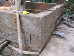 The best option for a foundation is concrete, gravel and sand, which you will use to anchor your sleepers with stainless steel fixings. Questions About Landscaping Projects Railwaysleepers Com