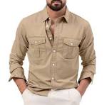 Camisa táctica de manga larga para hombre, casual, clásica, militar, con  botones, para senderismo, camping, safari