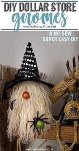 Diy Dollar Store Gnomes The Easiest Way The Navage Patch Halloween Diy Crafts Dollar Store Halloween Easy Diy Halloween