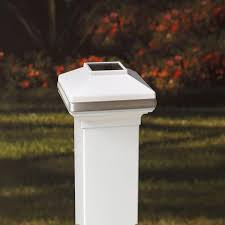 Veranda 4 In X 4 In White Vinyl Solar Powered Pyramid Fence Post Cap 144426 The Home Depot