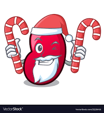 Santa With Candy Jelly Bean Mascot Cartoon