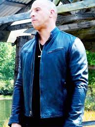 Fast And Furious 7 Vin Diesel Jacket Navy Blue Leather Jacket Leather Jacket Men Blue Leather Jacket