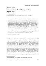 Pdf Parental Mediation Theory For The Digital Age Communication Theory 21 2011 323 343 Lynn Schofield Clark Academia Edu