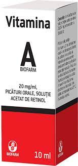 Ca ingredient in produsele cosmetice, solubil in uleiuri, insolubil in apa. Vitamina A Biofarm