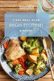 7 Day Meal Plan High Protein Dinners Healthy Meal Plans Mediterranean Diet Meal Plan Mediterranean Diet Recipes