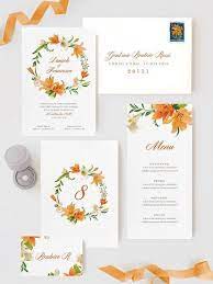 20 Amazing Summer Wedding Invitations Orange Floral Wreath Watercolor We Orange Wedding Invitations Summer Wedding Invitations Watercolor Wedding Invitations