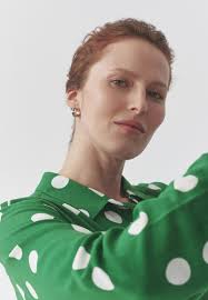VISCOSE SHIRT WITH GREEN POLKA DOTS