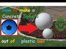 How to make concrete garden spheres. How To Make A Concrete Garden Sphere Out Of A Plastic Ball Diy Garden Garden Spheres Concrete Garden Concrete Diy Garden