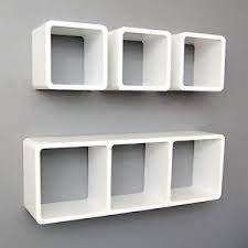 Set Di 4 Mensole Cubi Scaffali Mensola Cubo Da Parete Bianco Legno Cucina Bagno Mensole Bagno Parete Bianca