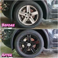 This involved some welding and straightening. Gloss Black Rim Spray Paint Service On Porsche Cayenne Car Accessories Tyres Rims On Carousell