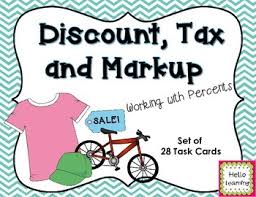 Discount And Markup Task Cards By Hello Learning Teachers Pay Teachers Task Cards Algebra Task Cards Seventh Grade Math