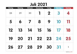 Vorläufige planung der saison 2021. Juli 2021 Kalender Zum Ausdrucken Pdf Excel Word Druckbarer 2021 Kalender