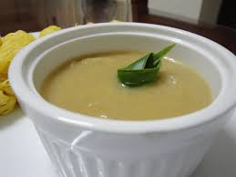 Campur dan campur tepung dan garam dalam wadah. Kuah Durian Pengat Durian Resepi Masakan Malaysia