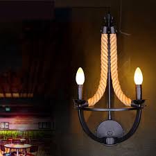 Industrial 2 Light Industrial Exterior Lighting With Rope Embellishment