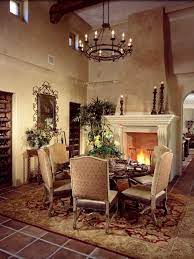 With this dining space, slipcovers were made for existing old world style dining chairs for a lighter, fresher look. Old World Dining Room With Fireplace Hgtv