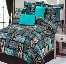 Just add a few pillows and you're ready for a good night's rest. 7 Piece Queen Safari Turquoise Patchwork Micro Suede Comforter Set Comforter Sets Purple Bedding Bedding Sets
