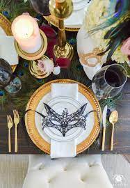 10% coupon applied at checkout. Masquerade Dinner Party For Halloween With Full Table Setting Mask Place Setting Ideas Birthday Dinner Party Dinner Party Table Halloween Table Settings
