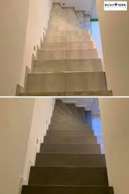 Modernisez Vos Escaliers Avec Un Revetement Enduit Beton Cire Escalier Relooking Renover Escalier Escalier Carrelage