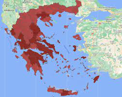 Στο «κόκκινο» βρίσκεται η ελλάδα, όπως φαίνεται στους αναθεωρημένους χάρτες του ευρωπαϊκού κέντρου ωστόσο εξαίρεση αποτελούν δύο περιοχές που χρωματίζονται με «βαθύ κόκκινο». Lockdown Neos Xarths Ygeionomikhs Asfaleias Poies Oi Perioxes Se Ba8y Kokkino Skai
