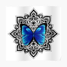 Butterfly mandala tattoos should be put on a large flat surface where they can be observed and appreciated in all their beautiful butterfly splendor. Mandala Butterfly Posters Redbubble