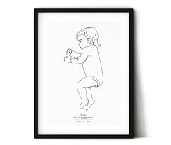 First Portrait Of Your Baby Nursery Birth Poster One Line Custom Birth Art Print Baby S Birth Digital Print Bir Birth Art Newborn Art Motherhood Illustration