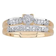 10k Yellow Gold White Diamond Wedding Ring 2 Piece Set 12 Cttw Hi Color Engagement Wedding Ring Sets Wedding Rings Engagement Diamond Engagement Wedding Ring