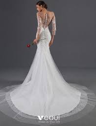 Fans werden eine klare meinung haben. Sexy Brautkleider 2016 Seejungfrau Applikation Blumen Pailletten Weissen Tull Ruckenfrei Brautkleid Mit Abdeckknopf
