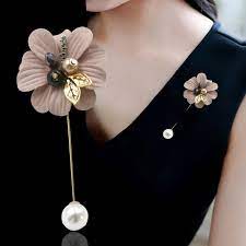 3 13us 35 Off I Remiel Fashion New Korean Long Needle Brooch Cloth Art Lapel Badge Shawl Clasp Fabric Flower Pin For Women Jewelry Accessories Brooches Flower Accessories Fashion Fabric Flower