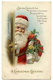 The Graphics Fairy Llc Vintage Christmas Image Santa At Door Christmas Ephemera Christmas Card Images Christmas Postcard