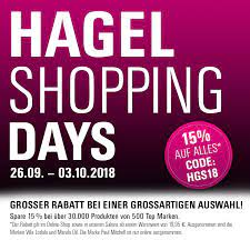 Immer aktuell redaktionell geprüft kostenlos jetzt klicken & sparen. Die Grossen Hagel Shopping Days 15 Prozent Rabatt Auf Alles Hagel Blog