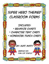 Super Hero Behavior Chart Homework Chart Character Trait Cards