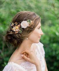 Copper Hair Piece Floral Headpiece Wedding Copper Wedding Hair Accessories Mustard Hai Floral Hair Piece Wedding Floral Headpiece Wedding Floral Hair Pieces